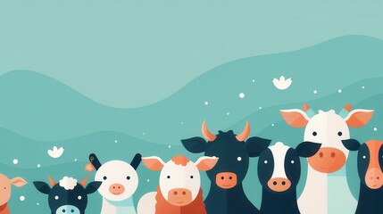 Obraz premium Animal traceability, blockchain ensuring livestock origins, flat design illustration