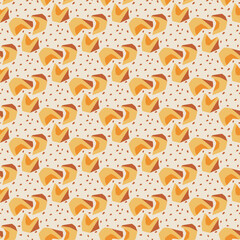 Seamless pattern with orange pumpkin slices. Autumn vegetable ornament. Vector