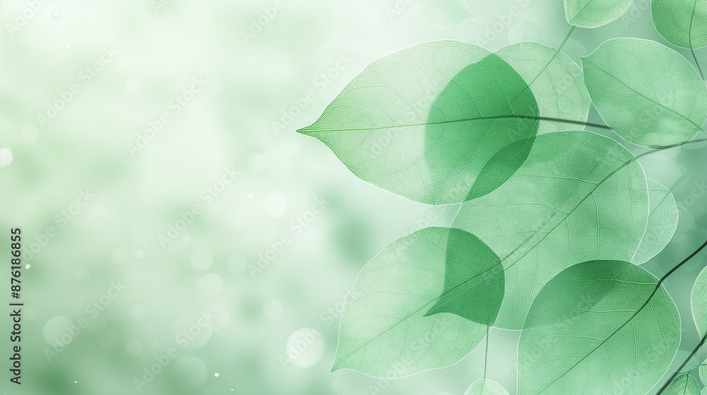 Aufkleber Green leaves creating a relaxing nature background with bokeh