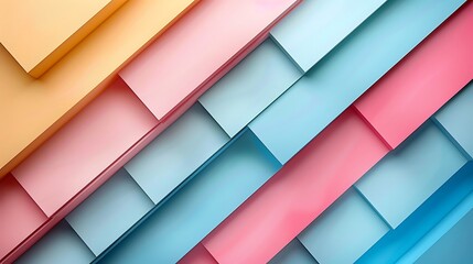 Obraz premium A geometric abstract background featuring pastel color blocks, soft transitions from pastel pink to mint green to baby blue.