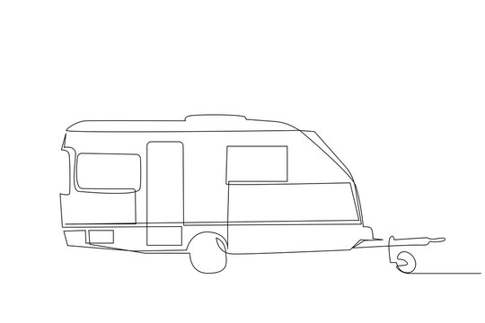 recommend clip art: caravan classic travel holiday vehicle one line art design vector