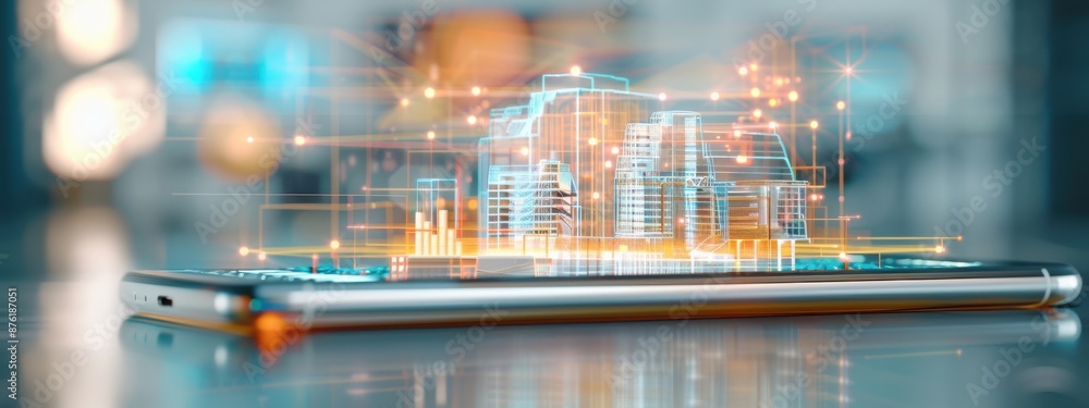 Poster augmented reality architecture visualizations in modern settings, augmented reality architecture, in