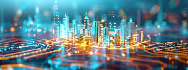 Fototapeta premium Augmented urban environments with interactive digital overlays, augmented urban environments, high-tech city planning and digital integration