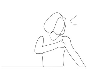 woman breast pain cancer control health one line art design vector