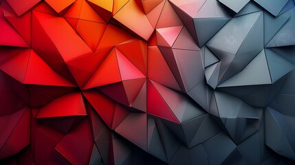 Obraz premium A geometric abstract background with a geometric camouflage pattern, transitioning from red to maroon to dark grey.