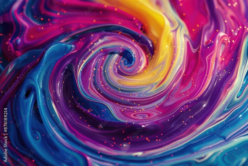 Aufkleber psychedelic liquid swirls of neon colors merging and separating creating hypnotic patterns reminisce