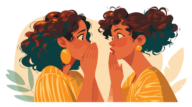 African-american woman shielding her mouth and whispering