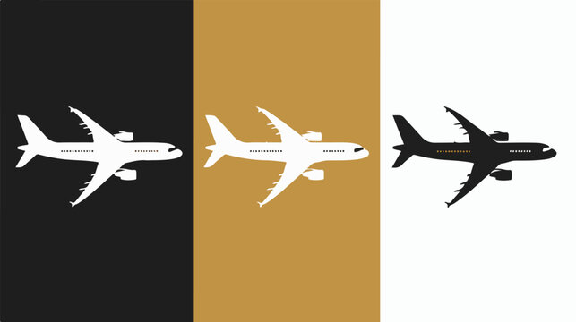 Air plane pictogram jet or aeroplane icons on black 