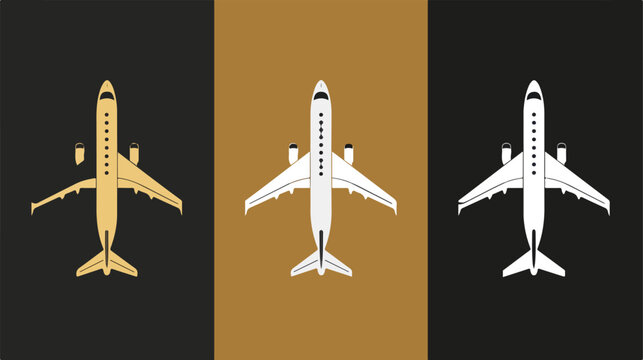 Air plane pictogram jet or aeroplane icons on black 