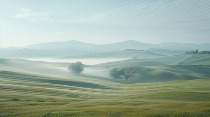 Calm peaceful Tuscany landscape. Background image. Created with Generative AI technology.