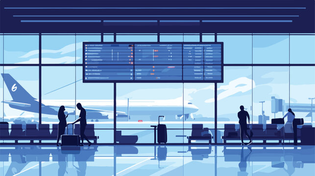 Airport terminal. People inside airfield airport. Man