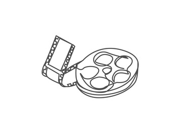 film equipment record strip disc vintage old object one line art design vector