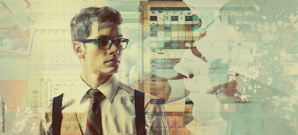 Poster the image shows a man wearing glasses and a suit, with a serious expression on his face. he is stand