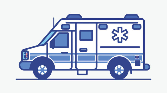 Ambulance vector line icon isolated on white backgroud
