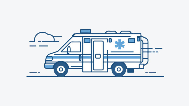 Ambulance vector line icon isolated on white backgroud