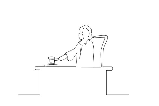 recommend clip art: prosecutor decision law justice gavel one line art design vector