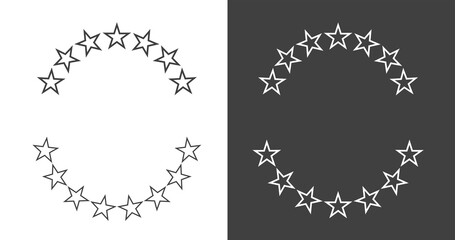 Icon of golden stars in a semicircle or around. Symbol of status or endurance. An attribute of quality or rating.