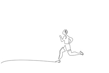 human person athlete outside runner running health sport one line art design vector © Ali