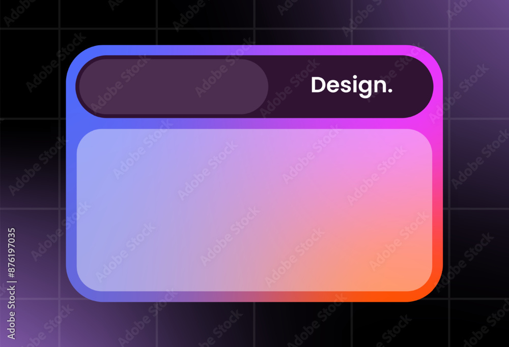 Poster futuristic design element in gradient colors. pop up interface element.