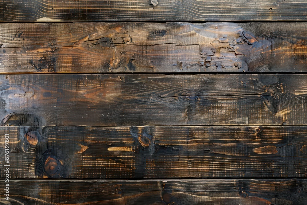Poster rustic dark wood planks with rich textures and intricate grain patterns overhead view of weathered p