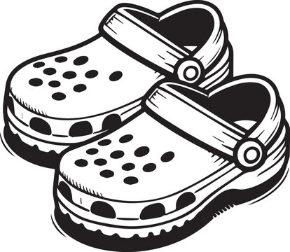 black and white crocs shoes clip art preview