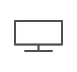 Monitor icon outline and linear vector.	
