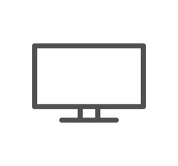 Monitor icon outline and linear vector.	
