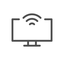 Monitor icon outline and linear vector.	
