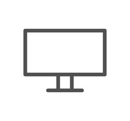 Monitor icon outline and linear vector.	
