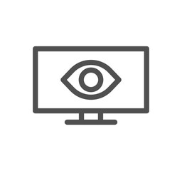 Monitor icon outline and linear vector.	
