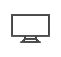 Monitor icon outline and linear vector.	
