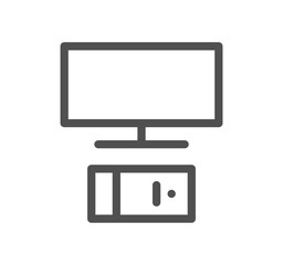 Monitor icon outline and linear vector.	
