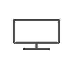 Monitor icon outline and linear vector.	
