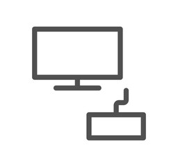 Monitor icon outline and linear vector.	
