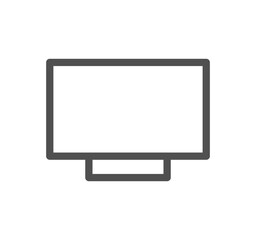 Monitor icon outline and linear vector.	
