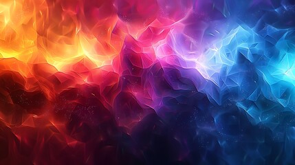 Naklejka premium A vibrant geometric abstract background with a kaleidoscope pattern, color transitions from purple to blue to teal.