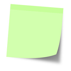 Green blank sticky post note paper with shadow isolated from white background high resolution png