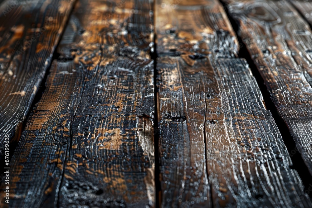 Aufkleber rustic wooden table surface with weathered texture empty background
