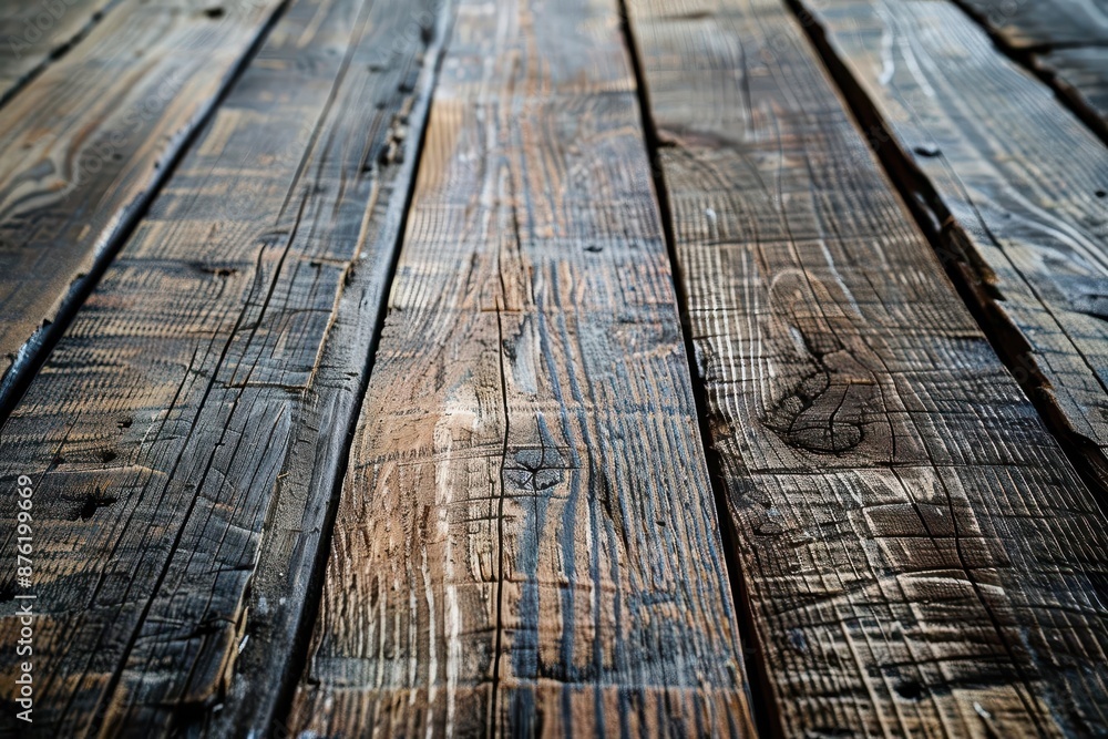 Aufkleber rustic wooden table surface with weathered texture empty background