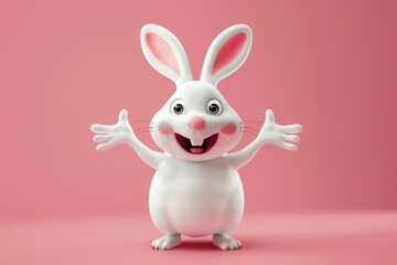 Obraz premium Amusing 3D Rabbit Character Illustration, Capturing the Playful and Whimsical Nature of This Lovable Digital Creation, Perfect for Easter Themed Promotions