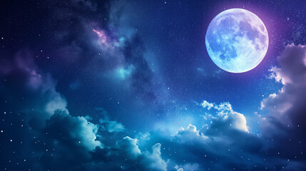 Fototapeta premium A night sky filled with full moon, game background, mobile game background, Illustration