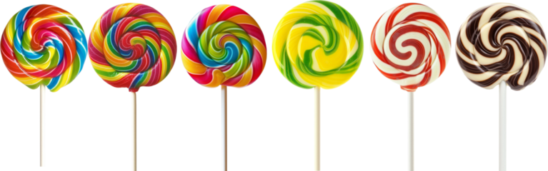 set of lollipops isolated on white background