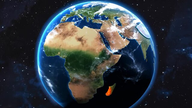 A view from space of planet earth exploding.