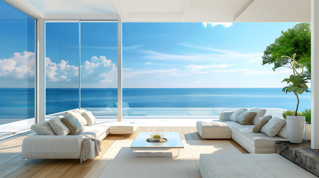 Sofa in living room in sea view resort