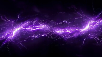Violet lightning strikes during a powerful thunderstorm