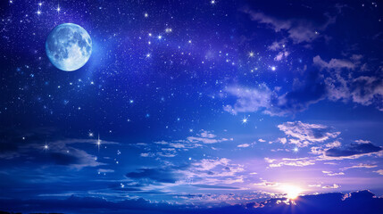 A night sky filled with full moon, game background, mobile game background, Illustration