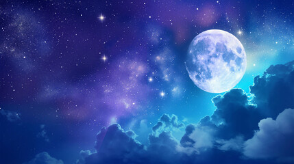 A night sky filled with full moon, game background, mobile game background, Illustration