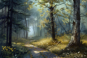 Obraz premium Forest landscape outdoors woodland