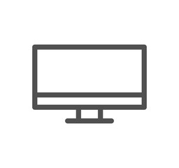 Monitor icon outline and linear vector.	
