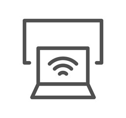 Monitor icon outline and linear vector.	

